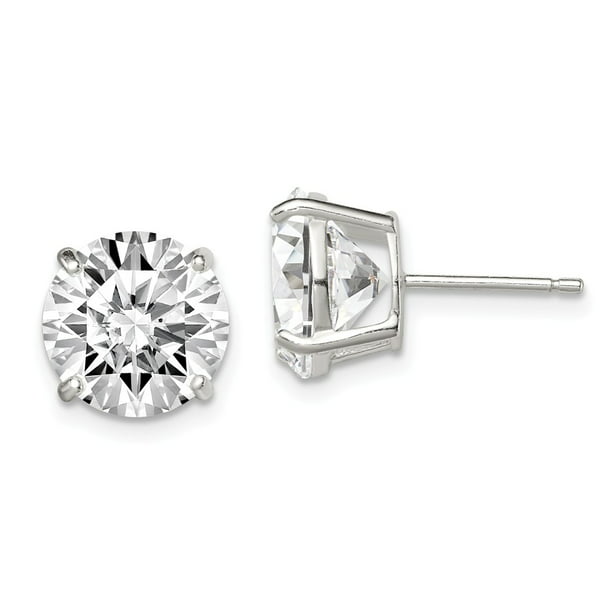 Sterling Silver 10mm Round Basket Set CZ Stud Earrings Approximate Measurements 10mm x 10mm 